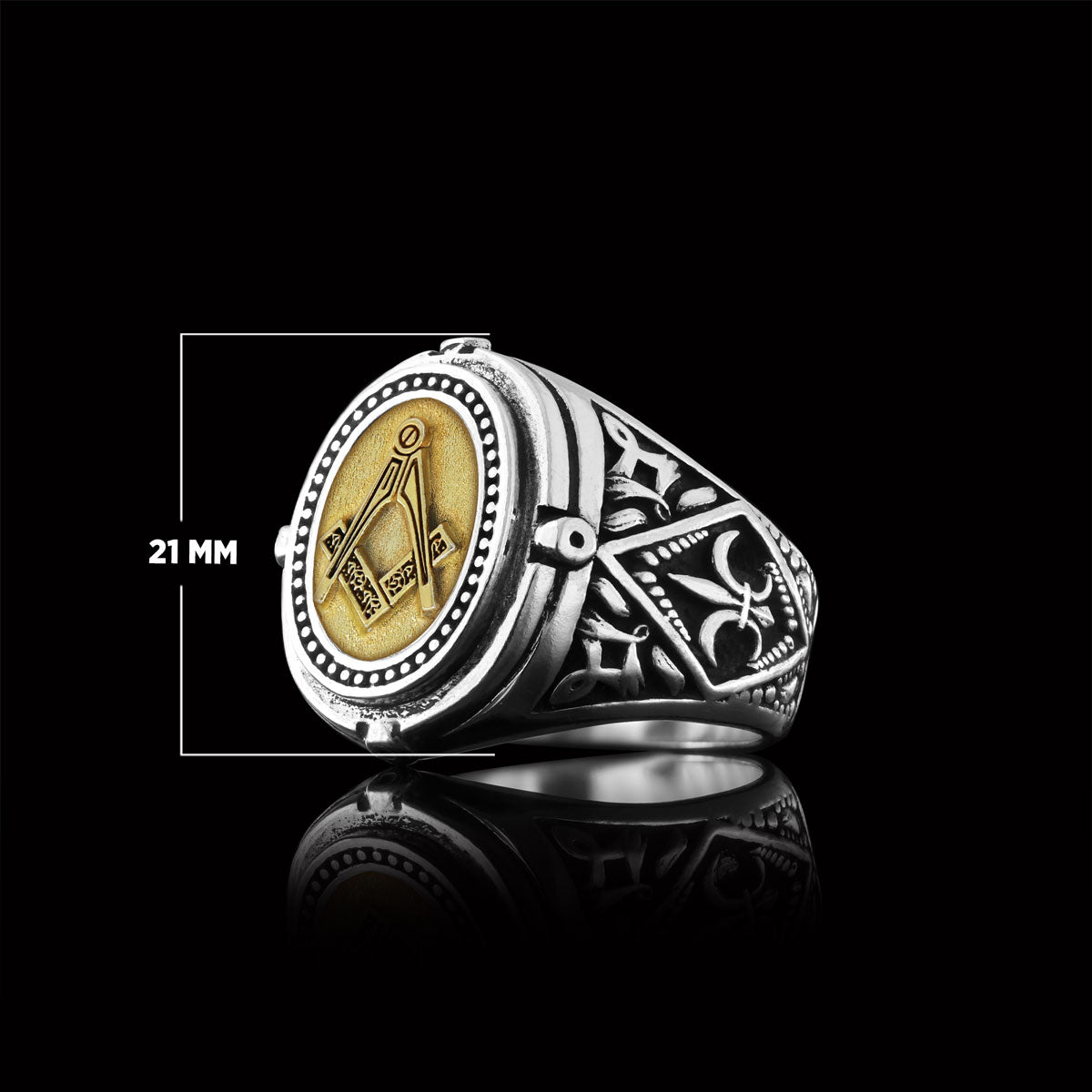 Lodge Masonic Ring, Celtic Lodge Masonic Ring, Signet Mason Ring, Mason Jewelry - view 7