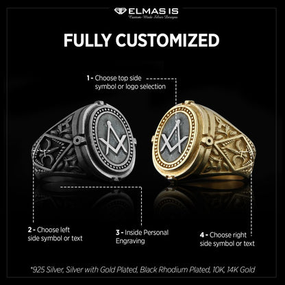 Lodge Masonic Ring, Custom Mason Ring, Special Masonic Ring by SWISS PLUS - Mason Collection - view 5