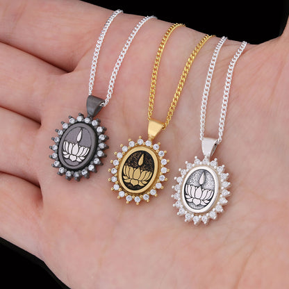 Lotus Flower Necklace, Buddhist Symbol Necklace, Stoned Buddhist Necklace, Lotus Jewelry, Women's Gift Accessory by SWISS PLU