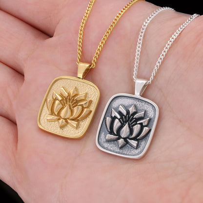 Lotus Flower Necklace, Charm Lotus Jewelry, Silver Meditation Pendant, Birth Flower Lotus Necklace, Women's Accessory, Gift f