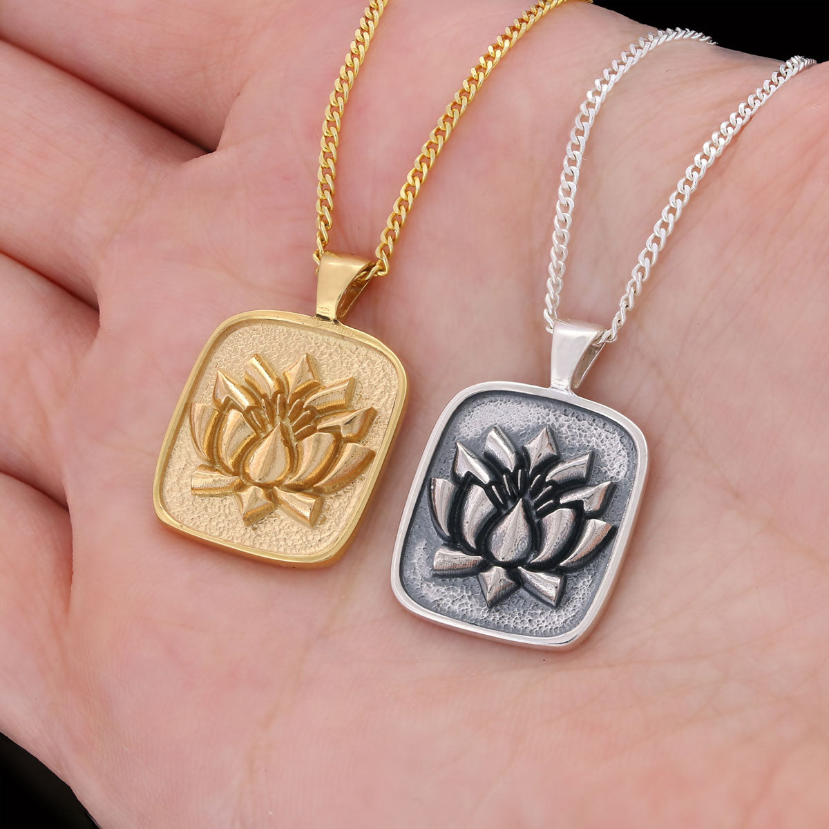 Lotus Flower Necklace, Charm Lotus Jewelry, Silver Meditation Pendant, Birth Flower Lotus Necklace, Women's Accessory, Gift for Her