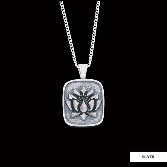 Lotus Flower Necklace, Charm Lotus Jewelry, Silver Meditation Pendant, Birth Flower Lotus Necklace, Women's Accessory, Gift for Her