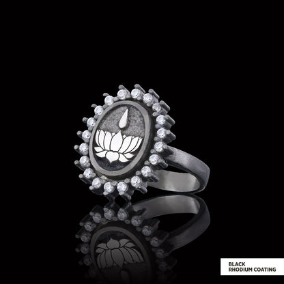 Lotus Flower Ring, Buddhist Symbol Ring, Stoned Buddhist Ring, Lotus Jewelry, Women's Gift Accessory by SWISS PLUS - Buddhist