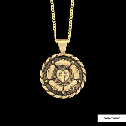 Lutheranism Pendant, Rosae Crucis Necklace, Rose and Cross Pendant, Amorc Necklace, Lutheranism Jewelry, Gift for Her, Gift f