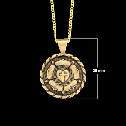Lutheranism Pendant, Rosae Crucis Necklace, Rose and Cross Pendant, Amorc Necklace, Lutheranism Jewelry, Gift for Her, Gift f