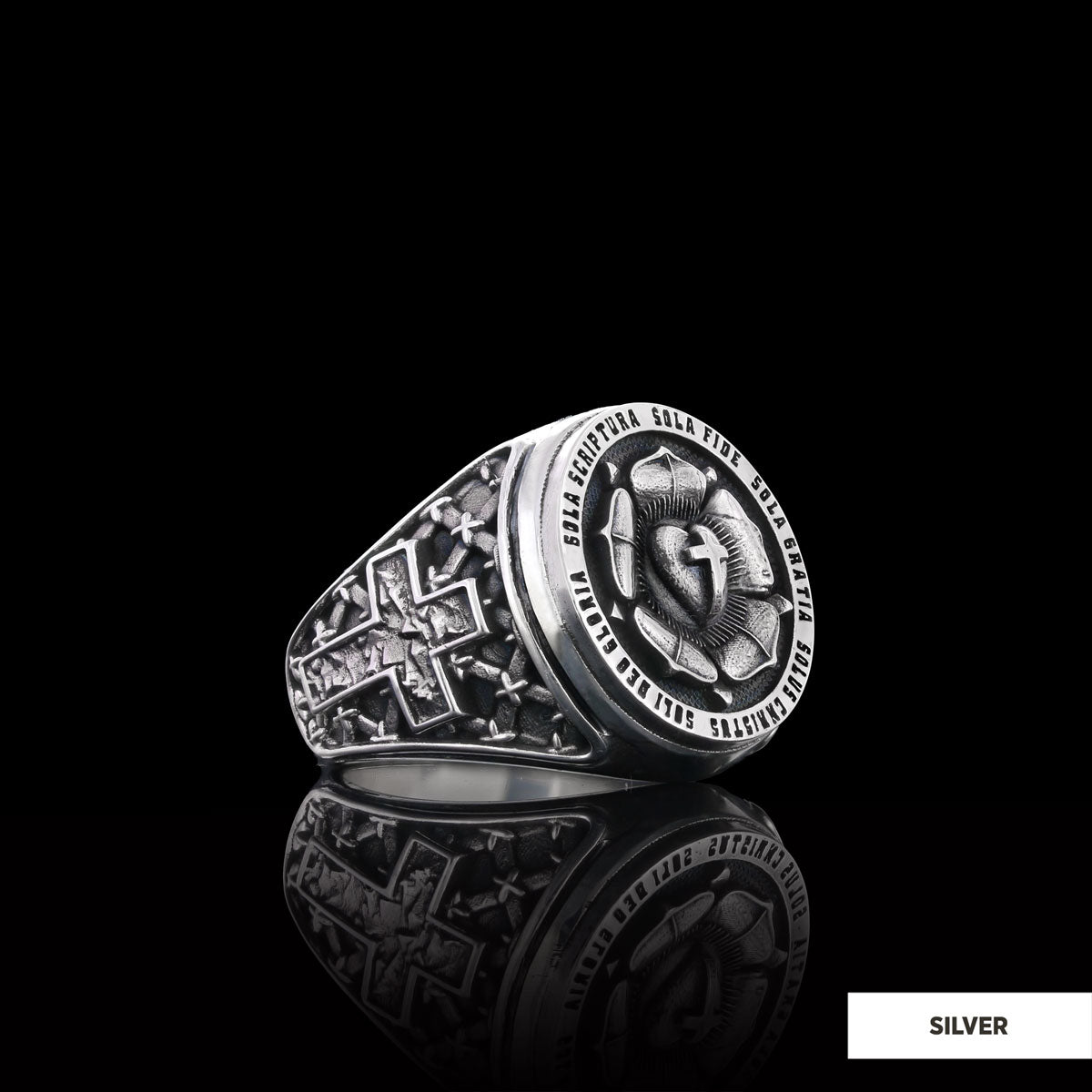 Lutheranism Ring, Rosae Crucis Ring, Rose and Cross Ring, Amorc Ring, Lutheranism Jewelry, Gift for Her, Gift for Him