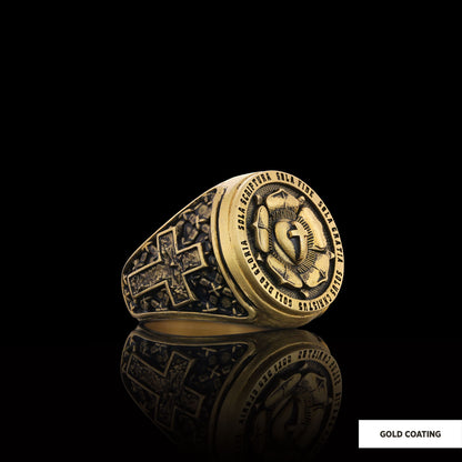 Lutheranism Ring, Rosae Crucis Ring, Rose and Cross Ring, Amorc Ring, Lutheranism Jewelry, Gift for Her, Gift for Him by SWIS