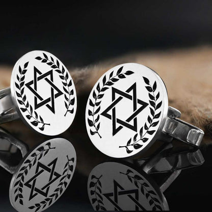 Oval Handmade Silver Magen David Cufflink by SWISS PLUS - Jewish Collection