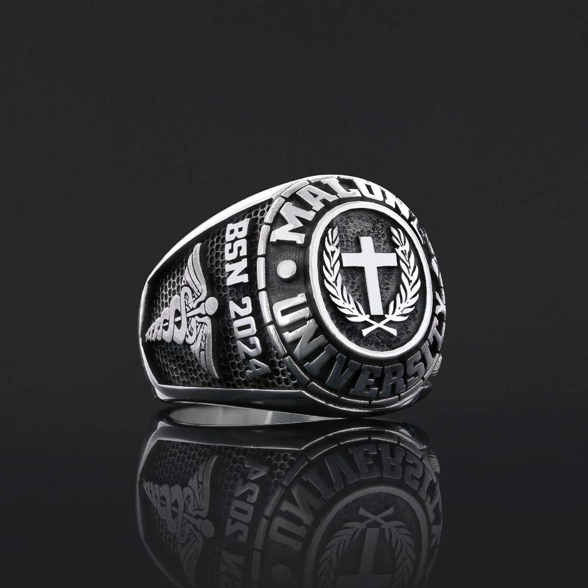 Malone University Ring, Lesley University Graduation Ring, Class Ring, High School Ring - view 1