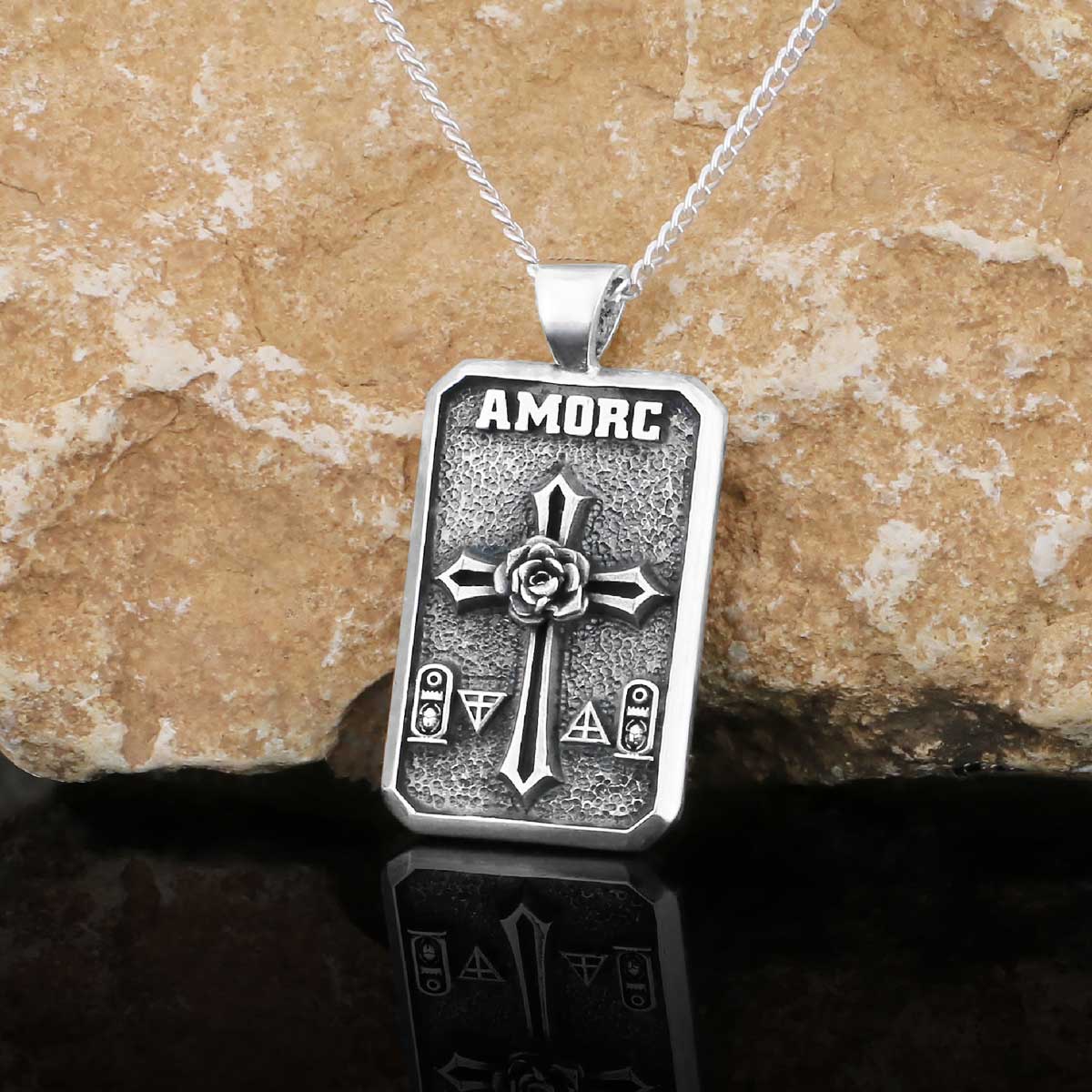 Mason Charm Necklace, Rosicrucian Order Jewelry, Freemason Pendant