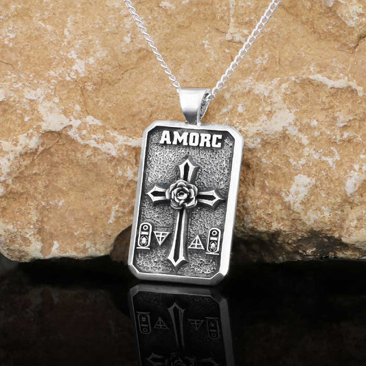 Mason Charm Necklace, Rosicrucian Order Jewelry, Freemason Pendant - view 1