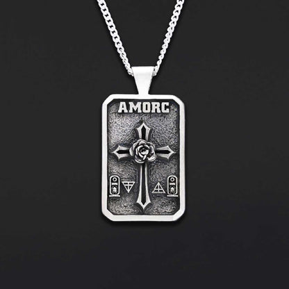 Mason Charm Necklace, Rosicrucian Order Jewelry, Freemason Pendant by SWISS PLUS - Mason Collection - view 4