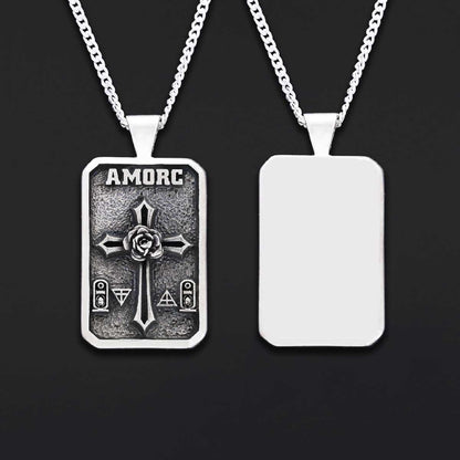Mason Charm Necklace, Rosicrucian Order Jewelry, Freemason Pendant by SWISS PLUS - Mason Collection - view 7