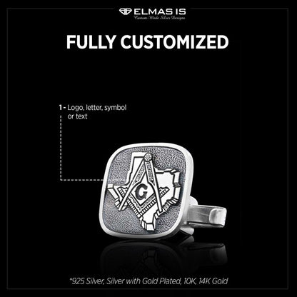 Masonic Country Map Sterling Silver Texas Masonic Cufflink by SWISS PLUS - Mason Collection - view 5