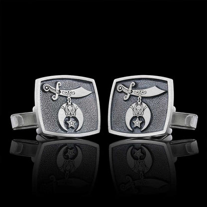 Shriners Masonic Special Design Square Silver Cufflink by SWISS PLUS - Mason Collection - view 3