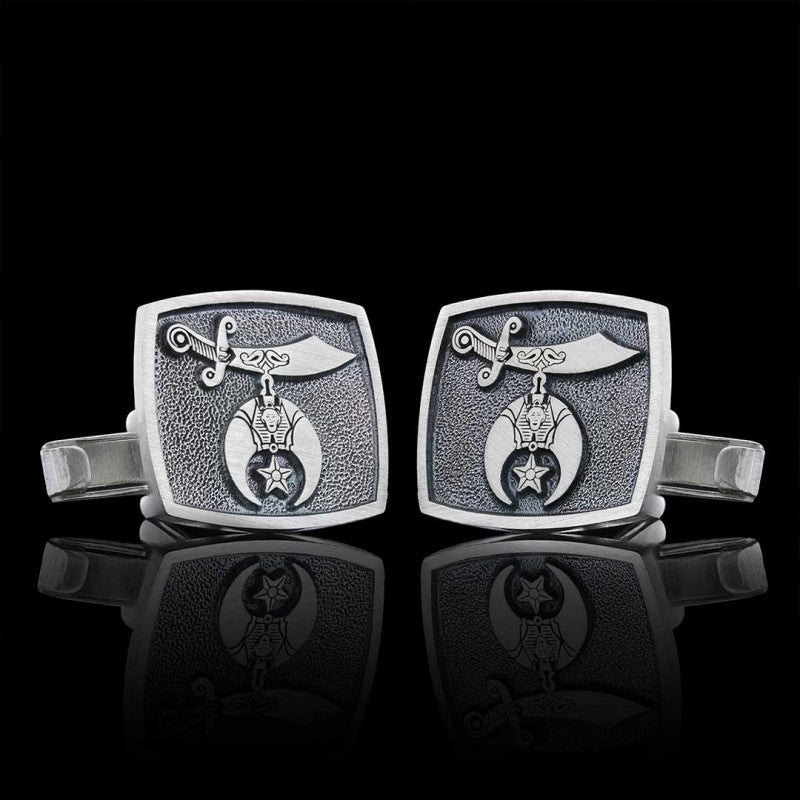 Shriners Masonic Special Design Square Silver Cufflink