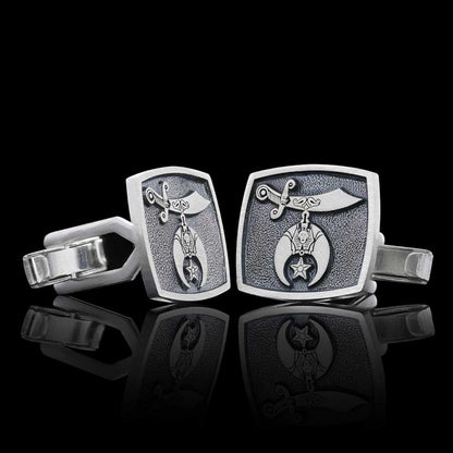 Shriners Masonic Special Design Square Silver Cufflink by SWISS PLUS - Mason Collection - view 4