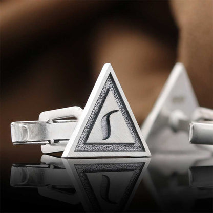 Yod Sticker Handmade Special Design Sterling Silver Masonic Cufflink by SWISS PLUS - Mason Collection