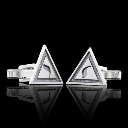Yod Sticker Handmade Special Design Sterling Silver Masonic Cufflink by SWISS PLUS - Mason Collection - view 3