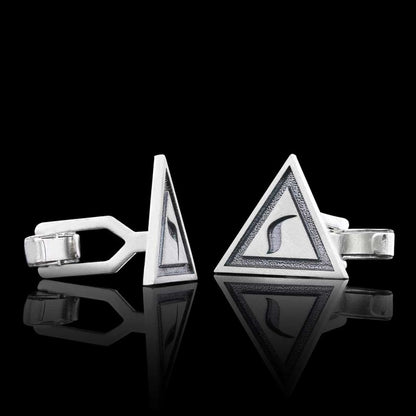 Yod Sticker Handmade Special Design Sterling Silver Masonic Cufflink by SWISS PLUS - Mason Collection - view 4