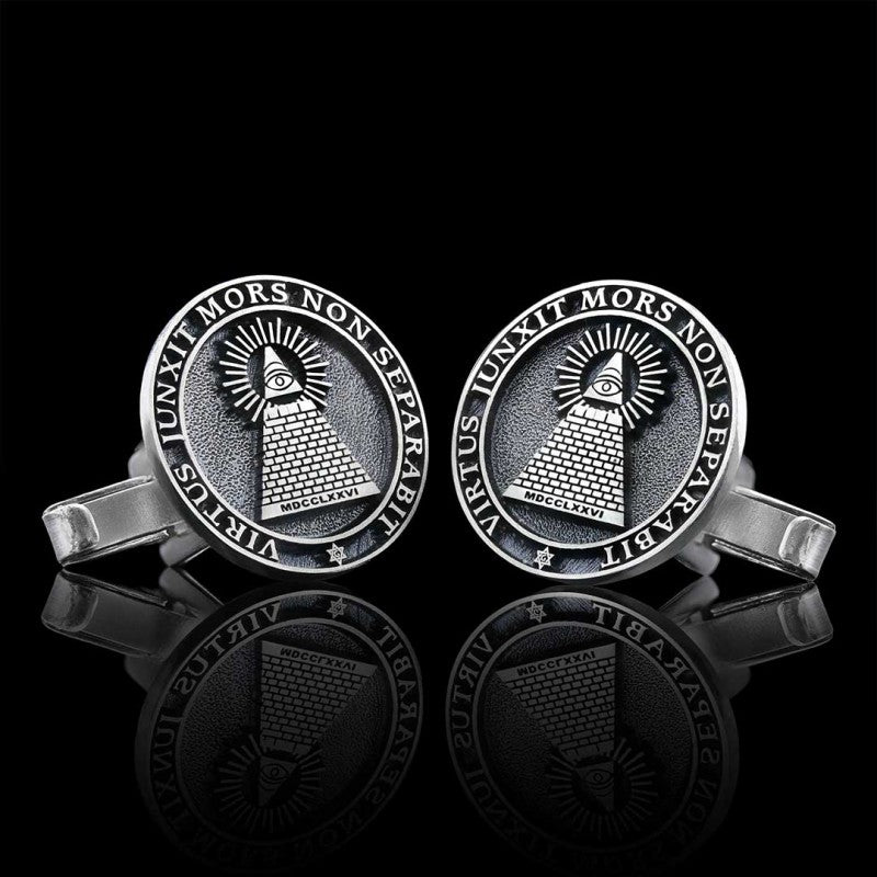 Custom Design Silver Round The Eye Masonic Cufflink