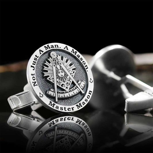 Round Special Design Silver Past Master Masonic Cufflink