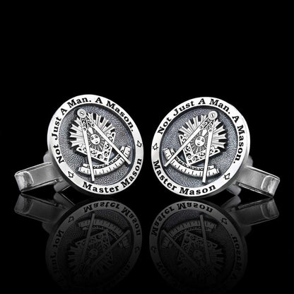 Round Special Design Silver Past Master Masonic Cufflink by SWISS PLUS - Mason Collection - view 3