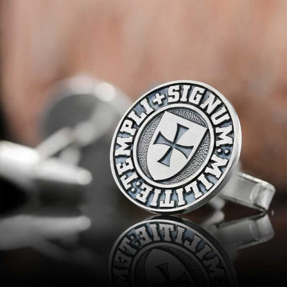 Special Design Silver Templi Signum Militie Masonic Cufflink by SWISS PLUS - Mason Collection