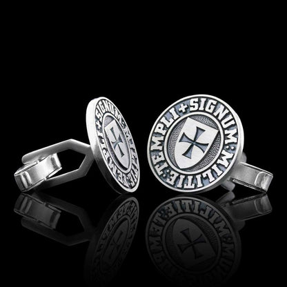 Special Design Silver Templi Signum Militie Masonic Cufflink by SWISS PLUS - Mason Collection - view 4