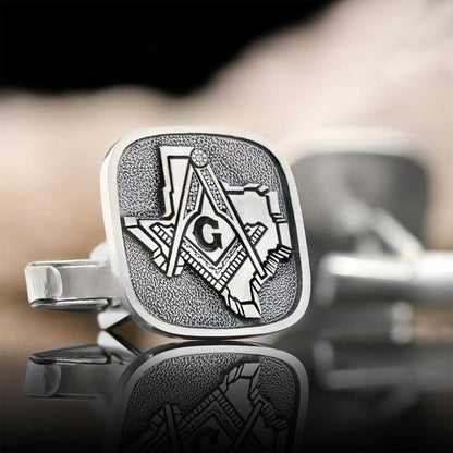 Masonic Country Map Sterling Silver Texas Masonic Cufflink by SWISS PLUS - Mason Collection