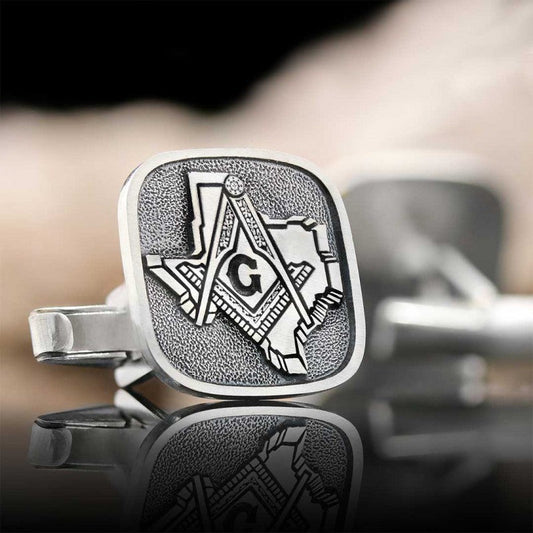 Masonic Country Map Sterling Silver Texas Masonic Cufflink