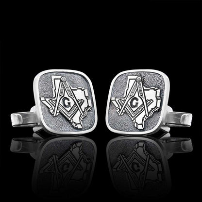 Masonic Country Map Sterling Silver Texas Masonic Cufflink by SWISS PLUS - Mason Collection - view 3
