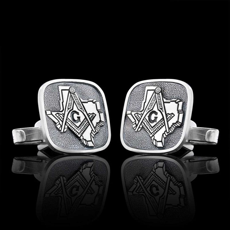 Masonic Country Map Sterling Silver Texas Masonic Cufflink