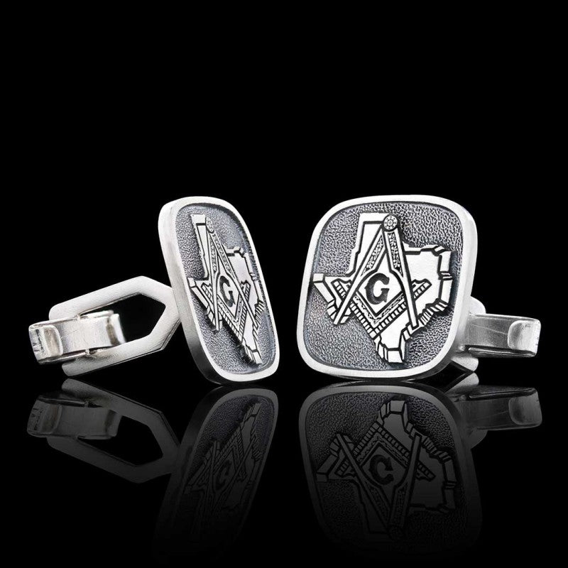 Masonic Country Map Sterling Silver Texas Masonic Cufflink