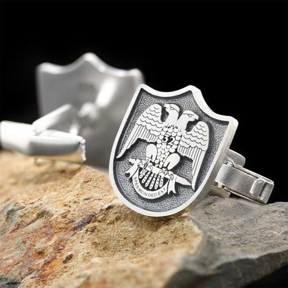 Custom Design 925 Sterling Silver Masonic Cufflink by SWISS PLUS - Mason Collection