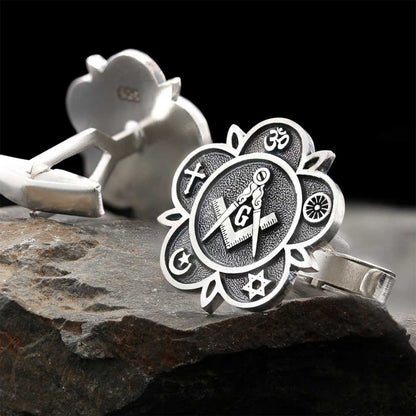 Masonic Special Design Silver Lodge Cufflink by SWISS PLUS - Mason Collection
