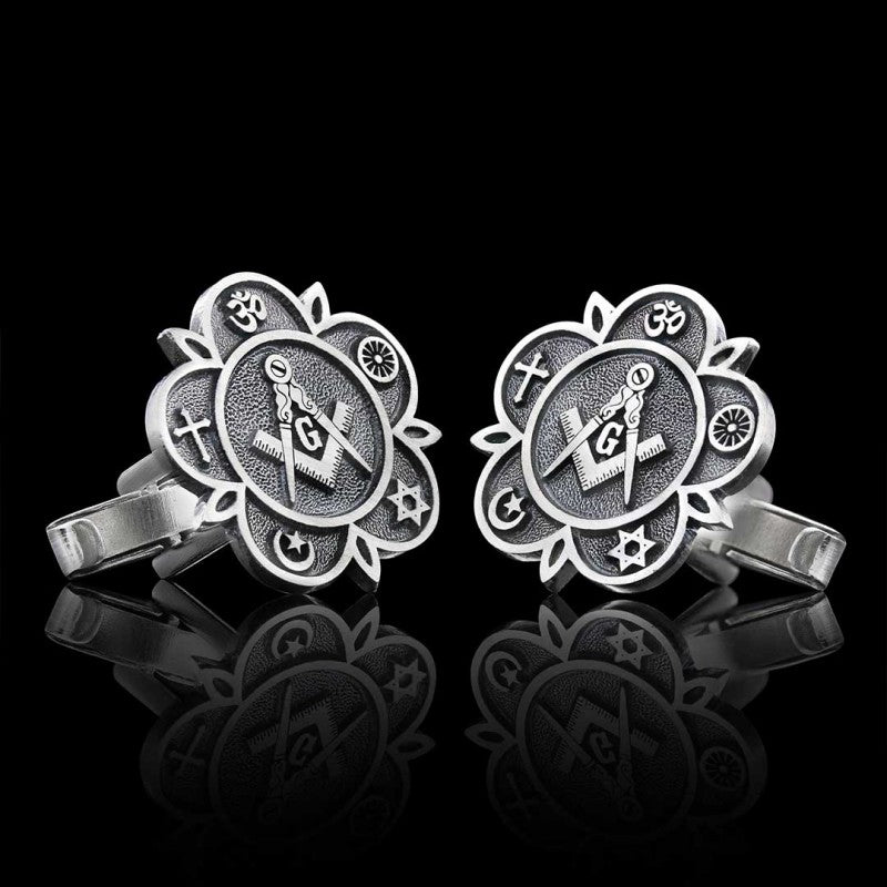 Masonic Special Design Silver Lodge Cufflink - view 3