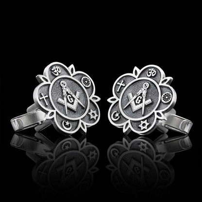 Masonic Special Design Silver Lodge Cufflink by SWISS PLUS - Mason Collection - view 3