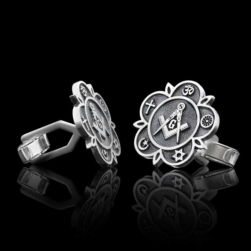 Masonic Special Design Silver Lodge Cufflink - view 4