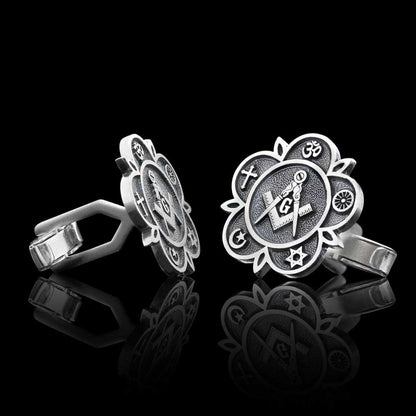 Masonic Special Design Silver Lodge Cufflink by SWISS PLUS - Mason Collection - view 4