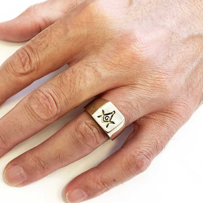 Masonic Lodge With G Ring, Masonic Rings, Freemason Ring, Master Mason Rings, Free Mason Ring by SWISS PLUS - Mason Collectio