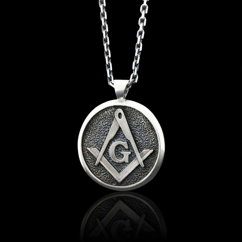 Round Special Design Lodge Masonic Pendant, Mason Brotherhood Necklace by SWISS PLUS - Mason Collection - view 2