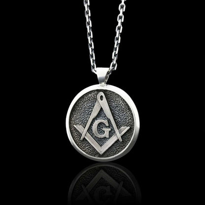 Round Special Design Lodge Masonic Pendant, Mason Brotherhood Necklace by SWISS PLUS - Mason Collection - view 2
