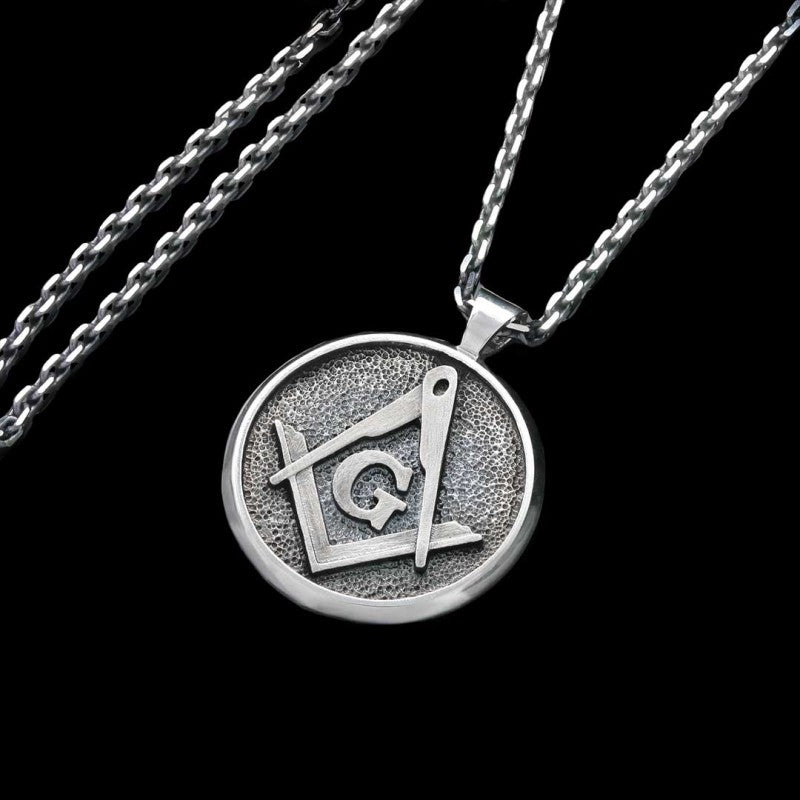 Round Special Design Lodge Masonic Pendant, Mason Brotherhood Necklace - view 3