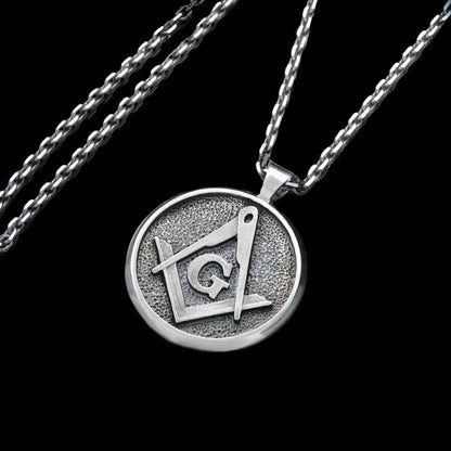 Round Special Design Lodge Masonic Pendant, Mason Brotherhood Necklace by SWISS PLUS - Mason Collection - view 3