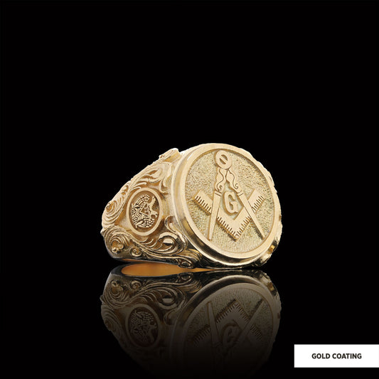 Masonic Ring, Antique Mason Ring, Elegant Mason Ring, Silver Jewelry Gift by SWISS PLUS - Mason Collection - view 2