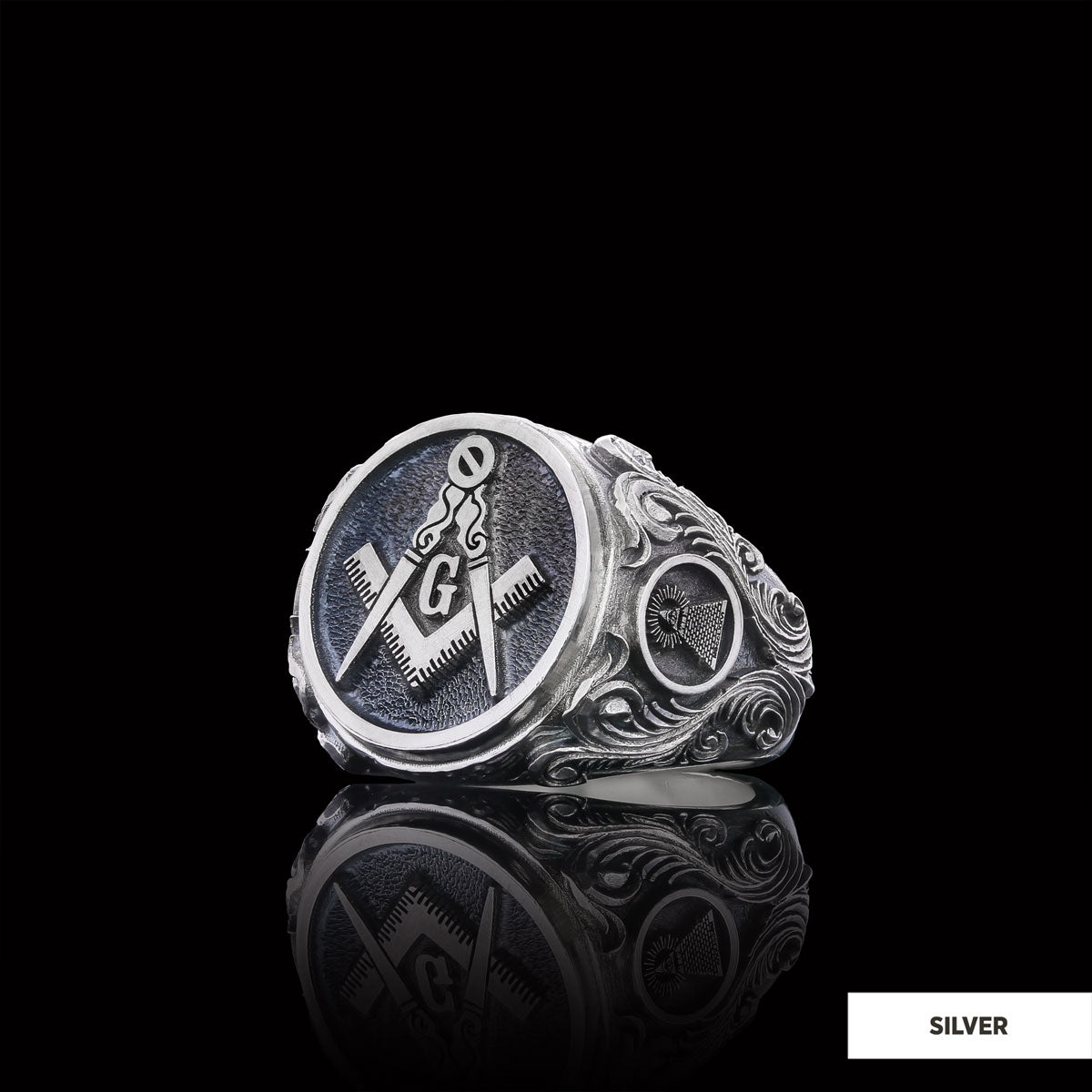 Masonic Ring, Antique Mason Ring, Elegant Mason Ring, Silver Jewelry Gift