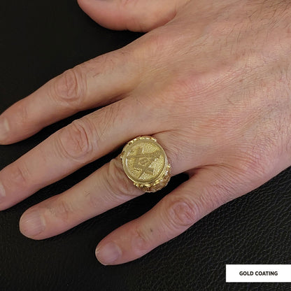 Masonic Ring, Antique Mason Ring, Elegant Mason Ring, Silver Jewelry Gift by SWISS PLUS - Mason Collection - view 5