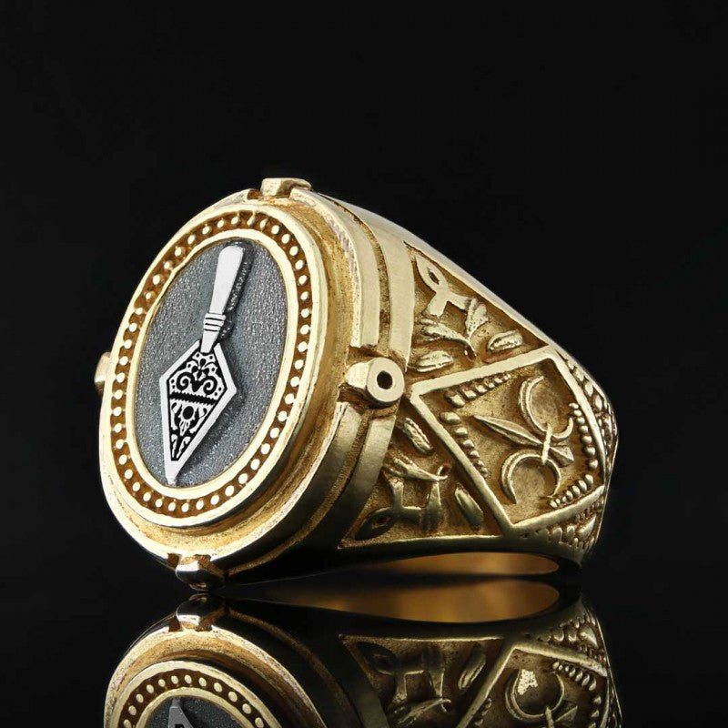 Trowel Custom Masonic Ring, Celtic Lodge Masonic Ring, Signet Mason Ring, Mason Jewelry - view 4