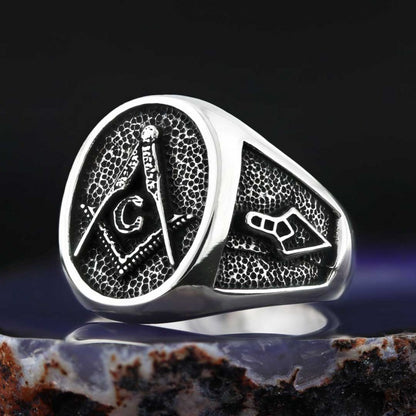 Special Lodge Silver Masonic Ring, Oval Masonic Ring, Master Mason Ring by SWISS PLUS - Mason Collection